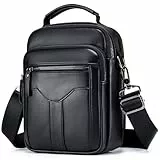BAIGIO Umhängetasche Leder Herren Schultertasche Herrentasche Herrenhandtasche Vintage für Arbeit Reise Alltagsleben