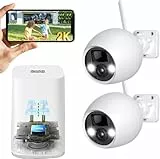 YESKAMOU 4MP Überwachungskamera aussen akku WLAN Kamera Outdoor mit PIR Bewegungsmelder, Nachtsicht, IP66 Schutz, funktionsfähig mit Alexa