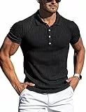 ANGGREK Langarm Polohemd für Herren, Baumwollmischung, Basic Golf T-Shirt, Schwarz