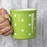 City to Cottage® - Keramik XXL Becher 500 ml | Kaffeebecher | Grün und Weiß | Polka Dots | Handgemacht | Keramik Geschirr | Große Tasse