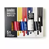 Liquitex 3699350 Basics Acrylfarben Set – 5 Farben in 118ml Tuben, lichtechte Künstler-Acrylfarbe, mittlere Viskosität, seidenglänzend, ideal für Maltechniken, Mixed-Media & Kunstprojekte