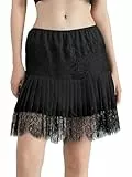 Edhomenn Damen Minirock mit gestufter Spitze, elastische Taille, plissiert, Y2K, lässig, kurze Röcke, Schwarz , 44