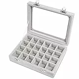 Meshela 24 Fächer Damen Schmuckkasten Schmuck Box Schmuckkoffer Schmuckständer Aufbewahrungsbox für Ringe Ohrringe Halskette