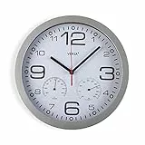 Versa Pamuk Reloj de pared silencioso y decorativo, para Cocina, salón o Comedor - Fácil de leer, Medidas (Al x L x An) 30 x 4,1 x 30 cm, Aluminio y Cristal, Color Blanco y gris