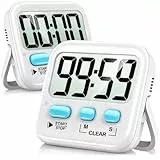 Antonki 2 Stück Timer, Digitaler Küchentimer zum Kochen, Eieruhr, Magnetisch Stoppuhr Timer für Kinder, Lehrer, Klassenzimmer, Übung, Badezimmer, Backofen, Backen-Inklusive Batterie