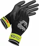 Uvex unipur 6639, 10 Paar - Montagehandschuhe für trockene & leicht feuchte Bereiche - Arbeitshandschuhe leicht & feinfühig - schwarz - Größe 09/L