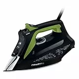 Rowenta Eco Intelligence Dampfbügeleisen, 2500 Watt, kontinuierliche Dampfabgabe: 45 g/Min., Dampfstoß: 180 g/Min., Microsteam400 HD 3De Laserbügelsohle, Anti-Tropf-Funktion, schwarz/grün, DW6330