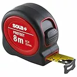 SOLA PROTECT - Bandmaß 8m / 25mm - robustes Rollbandmaß mit Gürtelclip - Stahlband, gelb lackiert mit mm Skala - Genauigkeitsklasse II - Rollmeter mit beweglichem Endhaken - Länge 3m, 5m, 8m
