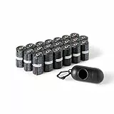 Amazon Basics Hundekotbeutel mit Spender und Leinenclip, Unparfümiert, 300 Beutel (20 Packungen mit je 15 Beuteln), Schwarz