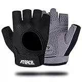 ATERCEL Fitness Handschuhe Fahrradhandschuhe für Herren und Damen, Atmungsaktive Trainingshandschuhe für Krafttraining,Bodybuilding,Kraftsport & Crossfit Training Grau M