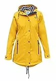 MADSea Damen Regenmantel Friesennerz 620 | halblanger wasserdichter Regenparka | winddicht mit maritimen, weiß/blauen Innenfutter, Gelb, Größe:38