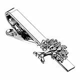 JewelryWe Krawattenklammer mit Lebensbaum Herren: Elegante Krawattennadel für Anzug Business Hochzeit Vintage Baum des Lebens Metall Krawatten Halter Tie Clip 5,5cm Modeschmuck für Männer