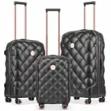 HOMELUX Kofferset 3 Teilig Schwarz Hartschale Reisekoffer ABS Leicht Trolley Rollkoffer Hartschalenkoffer Set - M-L-XL
