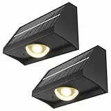 Bowfar Solarlampen für Außen Garten, 2 Stück Solar Wandleuchte aussen, Wasserdichte Solarleuchten mit Warmweiß/RGB Farbwechselnde, Solar Gartenleuchten für Treppe, Wand, Balkon, Zaun beleuchtung