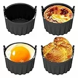 Joaecosmhui Silikonform Heißluftfritteuse, 4 Packungen ei Formen Kuchenform für Heißluftfritteuse, Airfryer Zubehör für Cosori/Philips/Ninja/Tefal Luftfritteuse und mehr-Eierformen (Schwarz)
