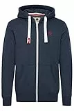 !Solid SDBennZip Herren Sweatjacke Kapuzenjacke Hoodie mit Kapuze Reißverschluss Kordelzug Label-Details Baumwollmischung Regular fit, Größe:L, Farbe:Insignia Blue Melange (8991)