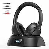 Doohoeek Kabellose TV Kopfhörer Bluetooth 6.0, Over-Ear Funkkopfhörer mit Ladestation&Digital Display, Plug&Play, 60H Akku Laufzeit, Klappbar Headset für Fernseher(Optisch, AUX, RCA Kompatibel)