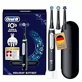 Oral-B iO Series 3 Elektrische Zahnbürste Geschenkset Edition — Electric Toothbrush Inkl. 3 Aufsteckbürsten, 3 Putzmodi für Zahnpflege — Designed by Braun, GUT GETESTET von STIFTUNG WARENTEST, Schwarz