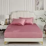 Luowei Winter Spannbettlaken 90x200cm Rosa Samt Extra Warm Boxspringbett Frottee Bettlaken Flanell Spannbetttuch Uni Muster Spannbetttücher 90x200cm für Hohe Matratze Steghöhe 25-30cm
