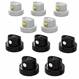 AUPROTEC Sprühkopf Set Ersatz Sprühköpfe 10 tlg. Spray Caps Kit 5x Punktsprühkopf schwarz/weiß + 5x Fächersprühkopf weiß/gelb