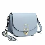 Miss Lulu Schultertasche Damen Umhängetasche Cross Body Bag Modern Mit Reißverschluss Quaste Urlaub Shopping (Blau)