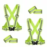 AONAT Reflektorweste,2er Reflektierende Warnweste Einstellbar,Reflektierende Sicherheitsweste Set Con 4er Elastische Reflektierendes Armbands,für Radfahren,Wandern,Laufen und Outdoor-Aktivitäten