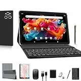 ANTEMPER Tablet 10 Zoll mit Tastatur und Stift | 16GB RAM+128GB ROM (1TB TF) Android Tablet PC | MTK Octa-Core 2.0GHz | 5G WiFi | 13+8 MP | 7000mAh Akku | GMS | GPS | Face ID | Schwarz 2025 Neueste