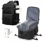 BOXSAM Vakuum Rucksack Handgepäck Flugzeug Tasche Airbag mit Vakuumsystem Reisen Tagesrucksack Ryanair 40x30x25 Rucksack Damen Vacuum Reiserucksack mit Pumpe Wasserdicht Herren Vakuum Koffer(Schwarz)