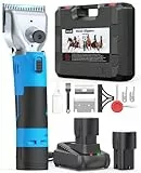 oneisall Schermaschine Pferd 2 Akkus, Professionen pferde schermaschine für Dickes und Verfilztes Haar, kabellose Schermaschinen pferde mit 2400 PRM/MIN Leistungsstarkem Motor (Blau)