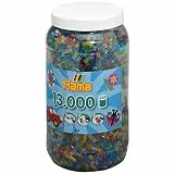 Hama Perlen 211-54 Bügelperlen XXL Dose mit ca. 13.000 bunten Midi Bastelperlen mit Durchmesser 5 mm im Transparent Glitter Mix, kreativer Bastelspaß für Groß und Klein