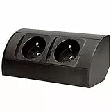 Orno AE-1303/B Ecksteckdose 2 Fach, Ideal für Küche, Büro und Arbeitsplatte 45° Aufbau-Montage 3680W Standard-Steckdose: French (typ E) (schwarz)