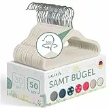 Laleni Kinderkleiderbügel 50 Stück mit Samtbezug - platzsparende Kleiderbügel Kinder - 360° drehbare Kinder Kleiderbügel - rutschfeste Kleiderbügel samt Kinder - Kleiderbügel samt Weiß - Elfenbein