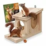 wildtier herz I Eichhörnchen Futterhaus Spielhaus wetterfest I Aus verschraubtem Massiv-Holz Futterstelle I 100% Wetterfest I Futterstation zum Eichhörnchen füttern, Futterhäuschen