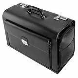 Alassio 45057 - Pilotenkoffer VERONA, aus hochwertigem Leder, ca. 49 x 35 x 24 cm, schwarz