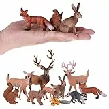 JOKFEICE 10 Stück Waldtiere Figuren aus Kunststoff Aktionsmodell Wissenschaftliches Projekt Lernspielzeug Geburtstagsgeschenk Kuchendekoration für Kinder