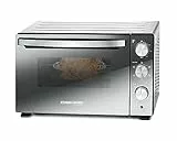 ROMMELSBACHER Back & Grill Ofen BGS 1500 - energiesparend & effizient, Backraum antihaftbeschichtet, 6 Heizarten, Drehspieß, 120 Min. Zeitschaltuhr, Doppelverglasung, silber, 1500 W, Edelstahl