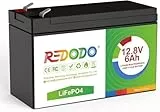 Redodo 12V 6Ah LiFePO4 Batterie, Max. 2000+ Zyklen Wiederaufladbare Lithium Batterie, 76.8Wh Lithium Akku mit 6A BMS, Perfekter Ersatz für Blei-Säure für Wohnmobile, Solaranlage