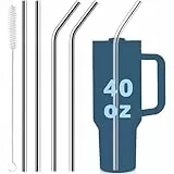 VITEVER 4 Pack Edelstahl Strohhalm Ersatz 40 oz für Stanley Adventure Travel Tumbler, Wiederverwendbare Strohhalme mit Reinigungsbürste mit 40oz Stanley Cup Tumbler