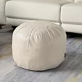 Louis Donné Ungefüllter Ottoman-Pouf-Bezug, Kunstleder-Fußhocker für Fußstütze, kleine Sitzsack-Aufbewahrungslösung für Heimdekoration, wasserdichte runde Sitzhocker für Wohnzimmer, Schlafzimmer