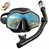 Schnorchelset Erwachsene, Taucherbrille Erwachsene mit Dry Schnorchel, Taucherbrille mit Schnorchel, Schnorchelmaske Anti-Fog Anti-Leck, Schnorchel Set für Schnorcheln, Schwimmen und Tauchen(A)