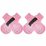 EXPAWLORER beidseitige rutschfeste Hundesocken - weicher und atmungsaktiver Pfotenschutz für Alle Hunde mit verstellbaren Riemen, Traktionskontrolle für Innenbereich auf den Holzboden, Rosa S