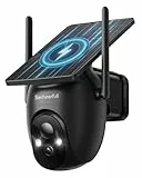 Socheerfull 2K Überwachungskamera Aussen Solar - Akku, Kabellose 2,4GHz WLAN Kamera mit Integriertem Solarpanel, 350° Rundum-Überwachung, KI-Erkennung, Farbnachtsicht und 2-Wege-Audio,IP66 Wetterfest