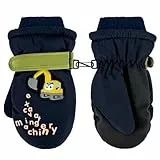 Bibykivn Fäustlinge Kinder Skihandschuhe, 3-5 Jahre Junge Mädchen Winddicht Wasserdicht Winterhandschue, Warm Fäustlinge Sport Handschuhe fü Skifahren Snowboard Laufen (Marineblau)