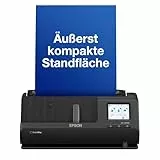 Epson Wi-Fi Scanner ES-C320W, kompakter A4 Business Scanner mit geringem Stromverbrauch, Duplex-Einzugscanner mit vielseitiger Medienverarbeitung, schwarz