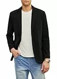 Elegancity Herren Cord Anzugjacke Retro Sakko Freizeit Blazer Regular Fit Winterjacken Mit 3 Taschen Schwarz，M