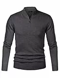 iClosam Herren Pullover Winter Pullover mit Kragen Herren Zip Business Arbeitspullover Warmer Dunkelgrau L