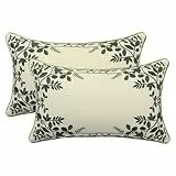 Tosleo 2 Stück Kissenbezüge Bestickte Dekorative Wurfkissenbezüge 30x50cm Kissenhülle Vierseitige grüne Blätter für Gartenlounge Sofa Dekokissen Wohnzimmer Schlafzimmer Blumenmuster