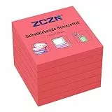 ZCZN Haftnotiz Sticky Notes Selbstklebende Haftnotizzettel Notizzettel Klebezettel 6 Blöcke, 80 Blatt, 76 x 76 mm, rot