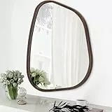 HLFMVWE Asymmetrischer Wandspiegel, unregelmäßiger Holzrahmen, modern, einzigartig, zur Wandmontage, künstlerisch, gewellt, Dekoration, Badezimmer, Waschtisch, Schlafzimmer, Wohnzimmer