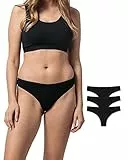 Snocks Brazilian Slip Damen aus Bio-Baumwolle (3er Pack) - Damenunterwäsche mit Perfekter Passform und angenehmem Tragegefühl - Klassisches Unterwäsche Frauen Design - Gr.S, Farbe Schwarz